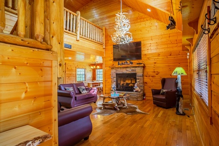 Living Room at 3 Crazy Cubs, a 5 bedroom cabin rental located in pigeon forge