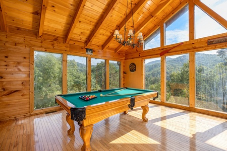 Pool table at The Great Outdoors, a 3 bedroom cabin rental located in Pigeon Forge