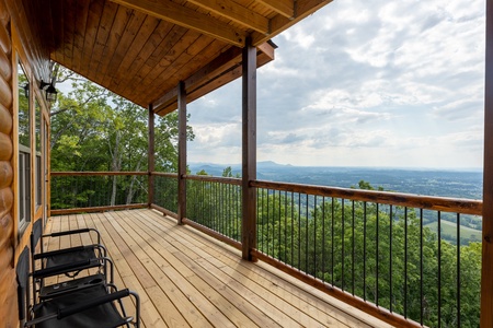 Views from the covered deck at 4 States View, a 2 bedroom cabin rental located in Pigeon Forge
