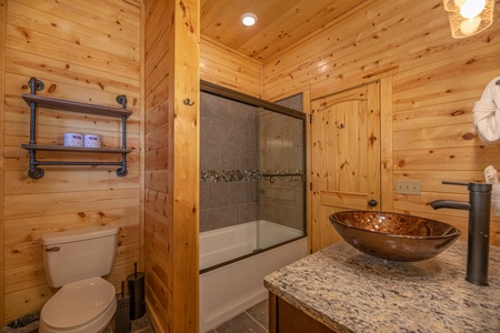 Bathroom with a tub and shower at Pinot Splash, a 4 bedroom cabin rental located in Gatlinburg