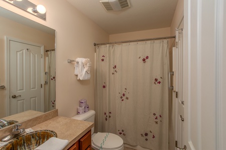 Bathroom at A Pigeon Forge Retreat, a 2 bedroom cabin rental located in Pigeon Forge