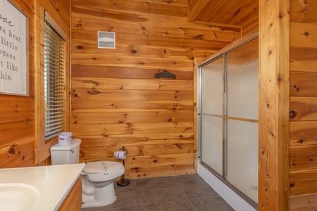 Bathroom with a shower at Mountain Mama, a 3 bedroom cabin rental located in Pigeon Forge