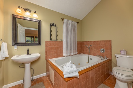 Master bathroom at Copper Owl, a 2 bedroom cabin rental located in Pigeon Forge
