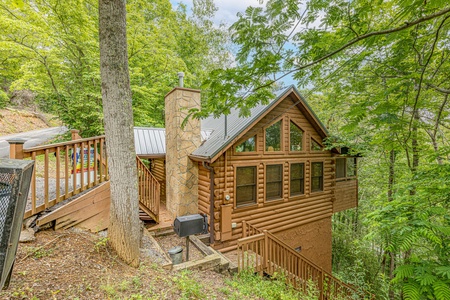 Exterior sideview at Fowl Play, a 1 bedroom cabin rental located in Pigeon Forge