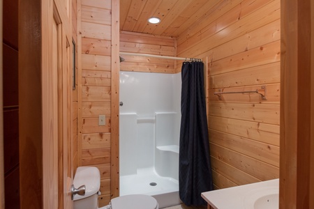 Shower at Family Ties Lodge, a 4 bedroom cabin rental located in pigeon forge