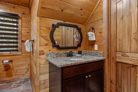 Loft bathroom sink at Four Seasons Grand, a 5 bedroom cabin rental located in Pigeon Forge