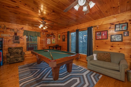 Pool table at Firefly Ridge, a 2 bedroom cabin rental located in Pigeon Forge