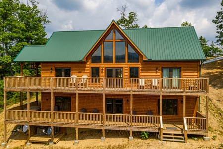 Rear exterior view at J's Hideaway, a 4 bedroom cabin rental located in Pigeon Forge