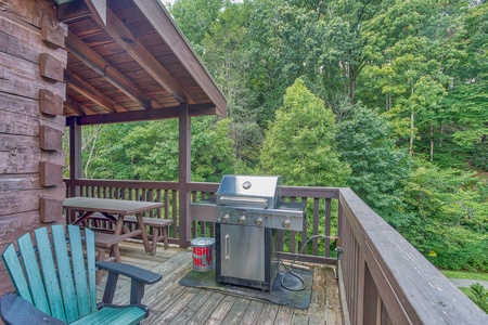 Grill on the deck at Mountain Music, a 5 bedroom cabin rental located in Pigeon Forge