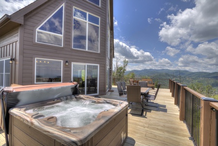 Hot tub at The Best View Lodge, a 5 bedroom cabin rental located in gatlinburg