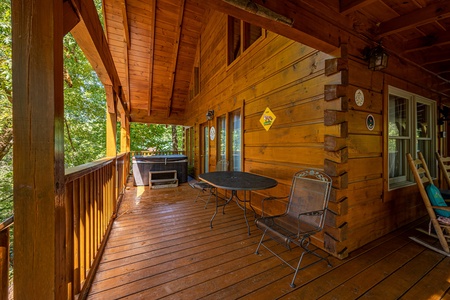 Porch seating at Fox Ridge, a 3 bedroom cabin rental located in Pigeon Forge