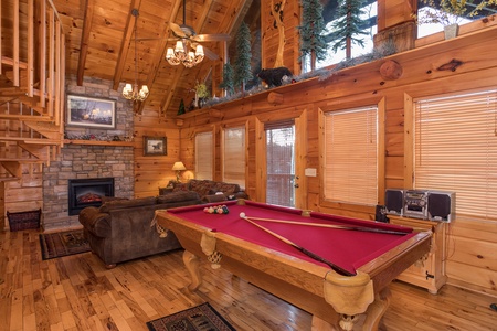 pool table at always & forever a 1 bedroom cabin rental located in pigeon forge