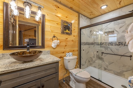 Bathroom with a large walk in shower at Everly's Splash, a 4 bedroom cabin rental located in Pigeon Forge