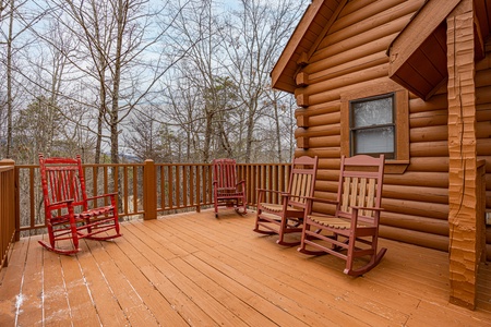 Deck rockers at Cupids Crossing, a 1 bedroom cabin rental located in Pigeon Forge