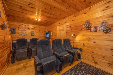 Theater seats at A Cheerful Heart, a 2 bedroom cabin rental located in Pigeon Forge