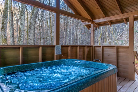 Hot Tub at Hideaway, a 1 bedroom cabin rental located in Pigeon Forge