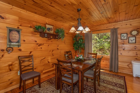 Dining space at Hillside Haven, a 1 bedroom cabin rental located in Pigeon Forge