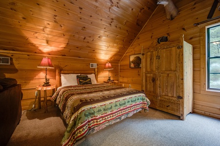 Loft bedroom at Lazy Bear Lodge