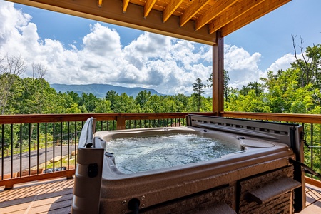 Hot tub at Twin Peaks, a 5 bedroom cabin rental located in Gatlinburg