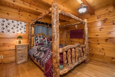 Master Bedroom with Log Furniture at Enchanted Forest