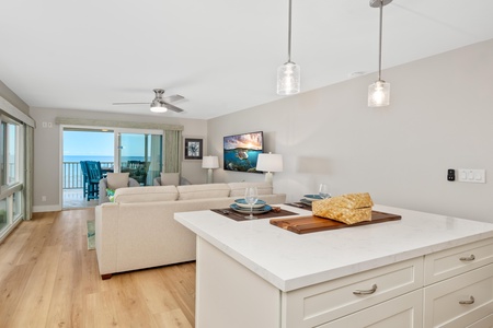 Ocean view from kitchen and living room