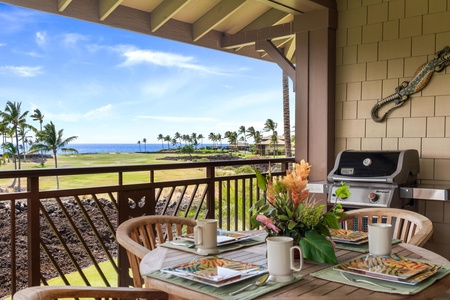 Covered lanai with ocean views