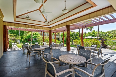 Covered pavilion with dining tables / communal area