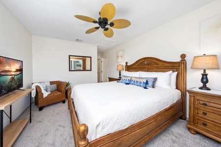 Primary bedroom with king bed