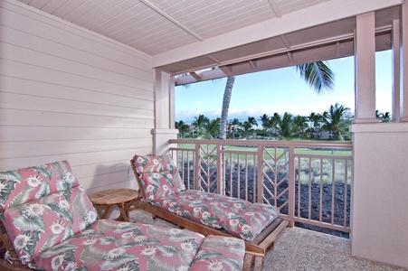 - Lounge in comfort on a private covered balcony with cushioned chairs   - Enjoy tranquil palm lined views and tropical breezes   - Perfect spot for morning coffee or a peaceful sunset unwind