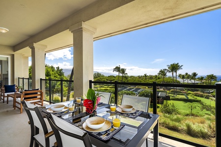 - Outdoor dining area with seating for four and sweeping green views   - Set with dishes and tropical touches for an inviting al fresco meal   - Perfect place to savor breakfast while soaking in island sunshine