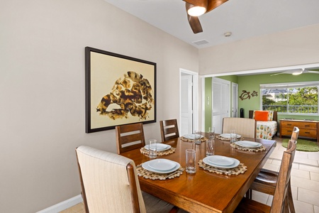 Gather around the dining table perfect for memorable dinners together.