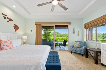 Drift off in your serene island-inspired bedroom, where soft ocean breezes flow through sliding doors to your private balcony overlooking lush tropical gardens.