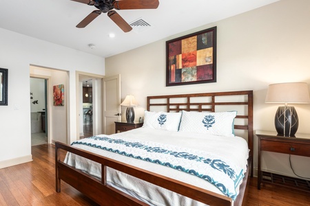 Primary bedroom with king bed