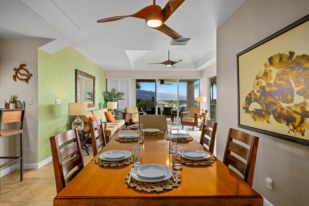 Dining area is conveniently located steps from the fully outfitted kitchen.