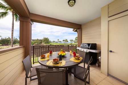 Your private lanai with ocean views and BBQ grill.