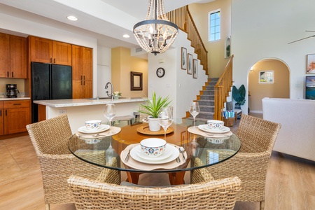 Dining area with with glass top table