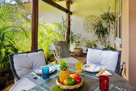 Comfortable lanai for relaxing.