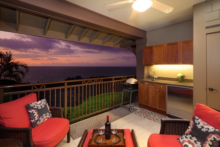 - Magical evenings await on this private lanai with glowing sunset skies and ocean breezes - Enjoy a glass of wine, fire up the grill, or simply unwind as the sun dips below the horizon - Soft lighting and plush seating add to the romantic vibe