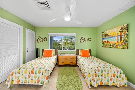 Wake up in this cheerful bedroom.