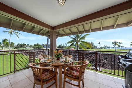 Covered lanai with ocean views