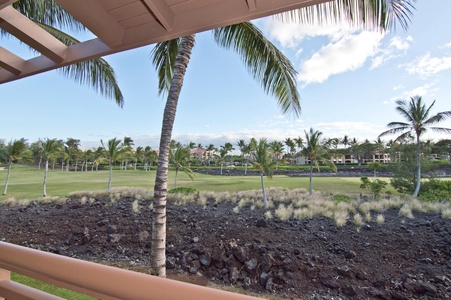 - Take in sweeping tropical views with palm trees swaying over green fairways   - Volcanic rock landscape creates a striking contrast against the blue island sky   - Perfect backdrop for morning coffee or peaceful evening relaxation