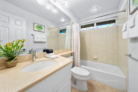 Guest bathroom with shower / tub combo