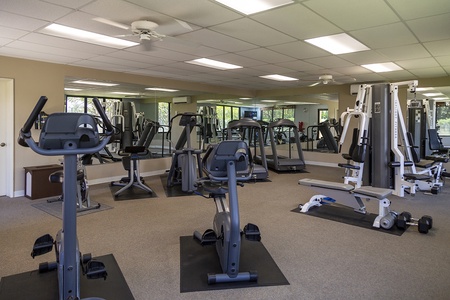 Well equipped fitness center.