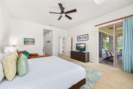 - Wake up to tropical views with private patio access just steps from the bed - Watch your favorite shows on the TV across a breezy open layout - Crisp bedding, textured rug, and fan overhead ensure total relaxation