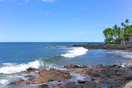 Rocky shoreline with ocean views