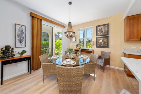 Dining area with with glass top table