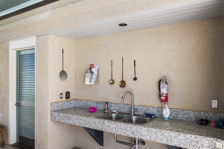 Outdoor kitchenette for convenient meal prep.