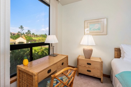 Wake up to tropical views from your bright bedroom, where natural bamboo furnishings and soft linens create your perfect island retreat.