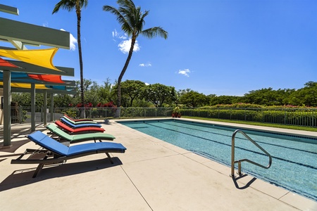 Poolside loungers perfect for sunny days.