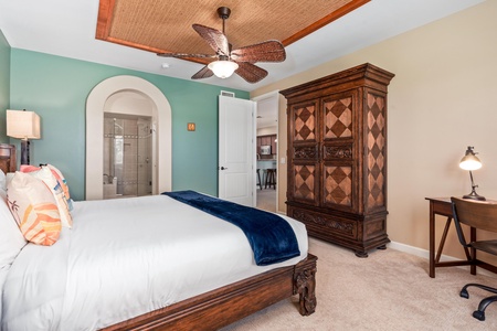 Primary bedroom with king bed